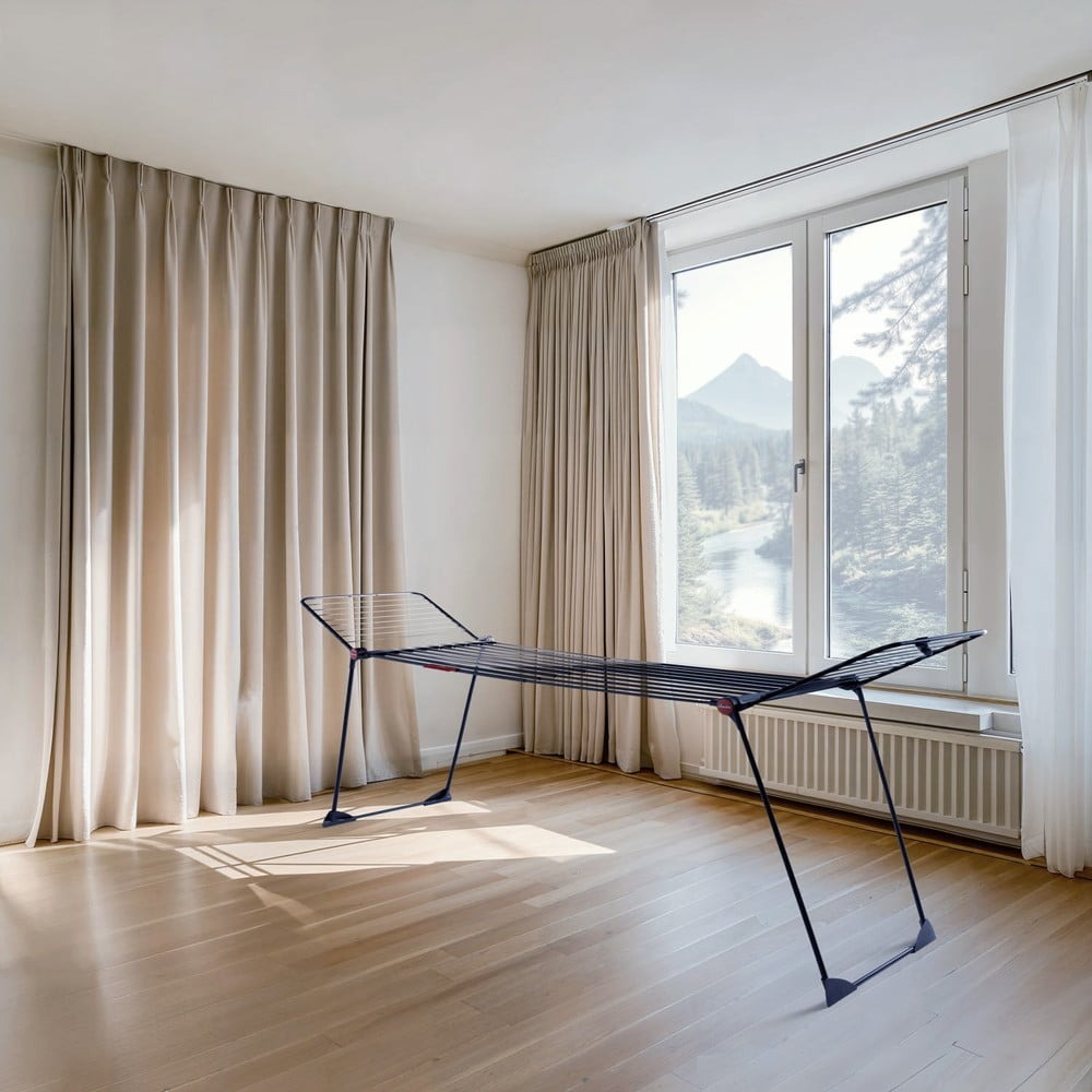 Vileda Infinity Flex Noir ® Étendoir à linge intérieur - Cordes XXL de plus de 2 mètres, stable et robuste, transport pratique