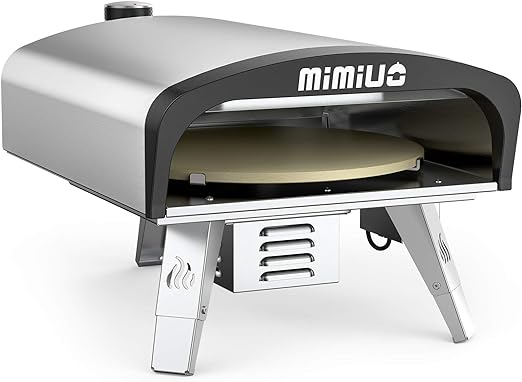 Mimiuo Four à pizza à gaz, avec fonction rotative, en acier inoxydable,