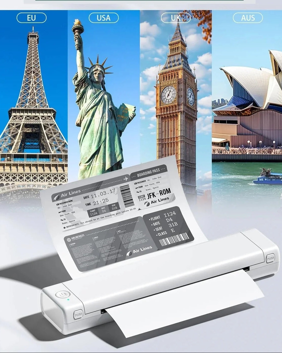 Imprimante thermique A4 Bluetooth sans encre – 200 feuilles incluses