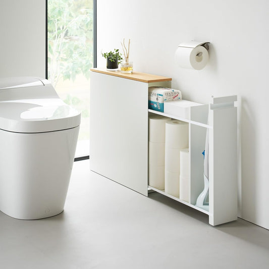 Étagère coulissante en acier avec plateau en bois