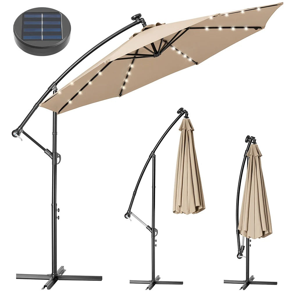 Parasol de Jardin avec Lumière LED Solaire 3x3