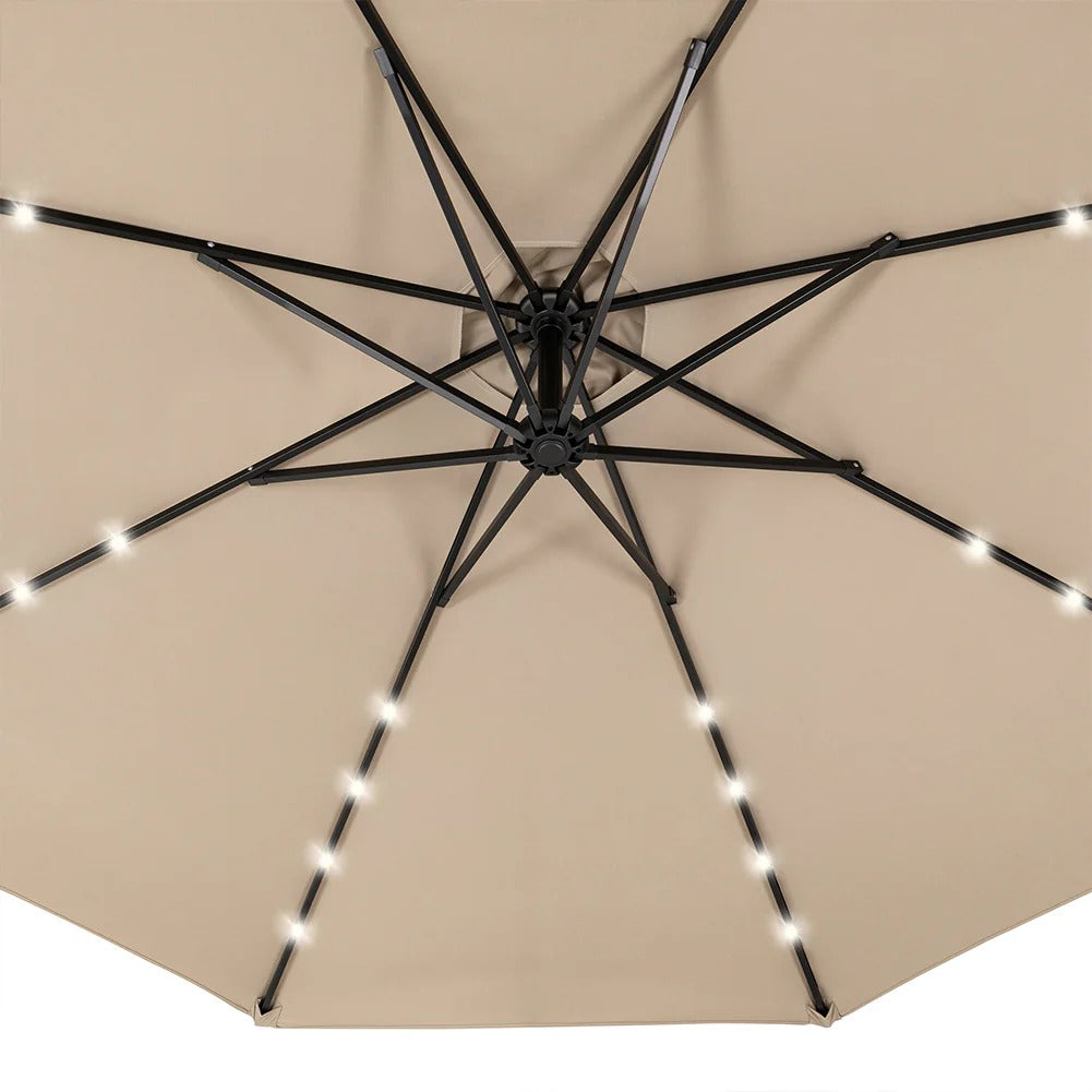 Parasol de Jardin avec Lumière LED Solaire 3x3