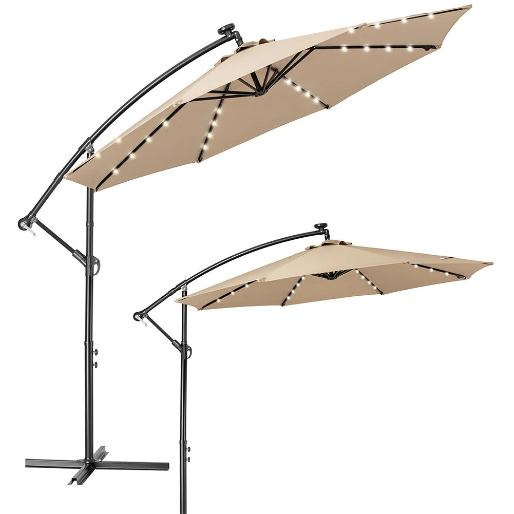 Parasol de Jardin avec Lumière LED Solaire 3x3