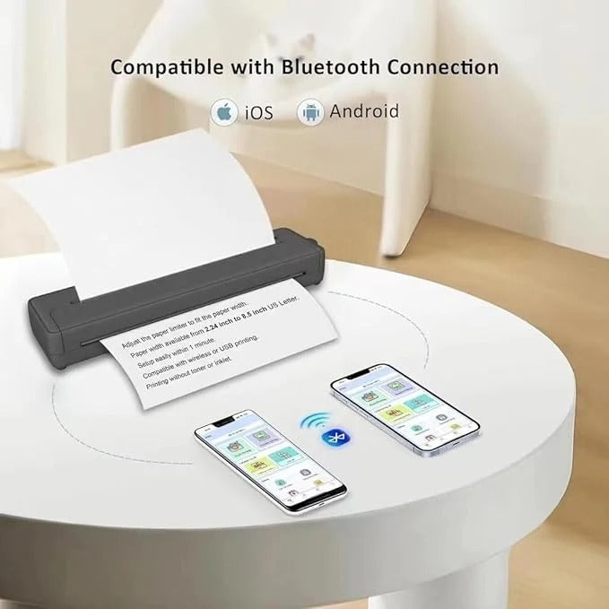 Imprimante thermique A4 Bluetooth sans encre – 200 feuilles incluses