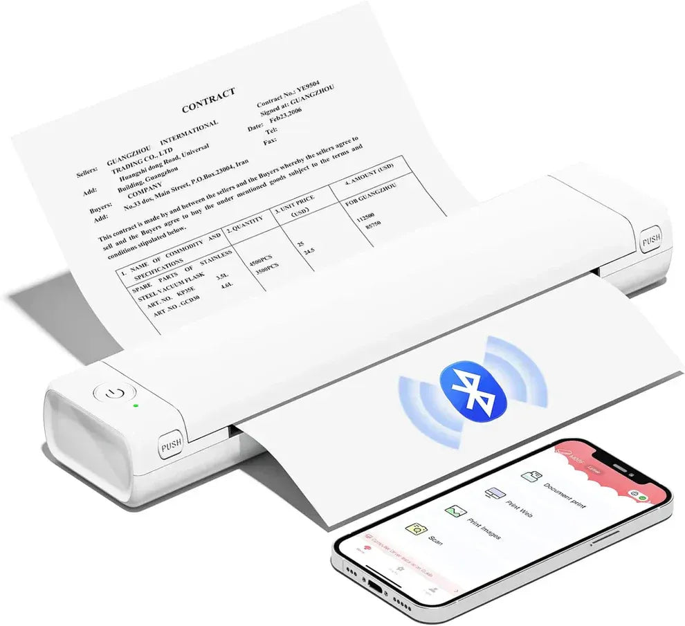 Imprimante thermique A4 Bluetooth sans encre – 200 feuilles incluses