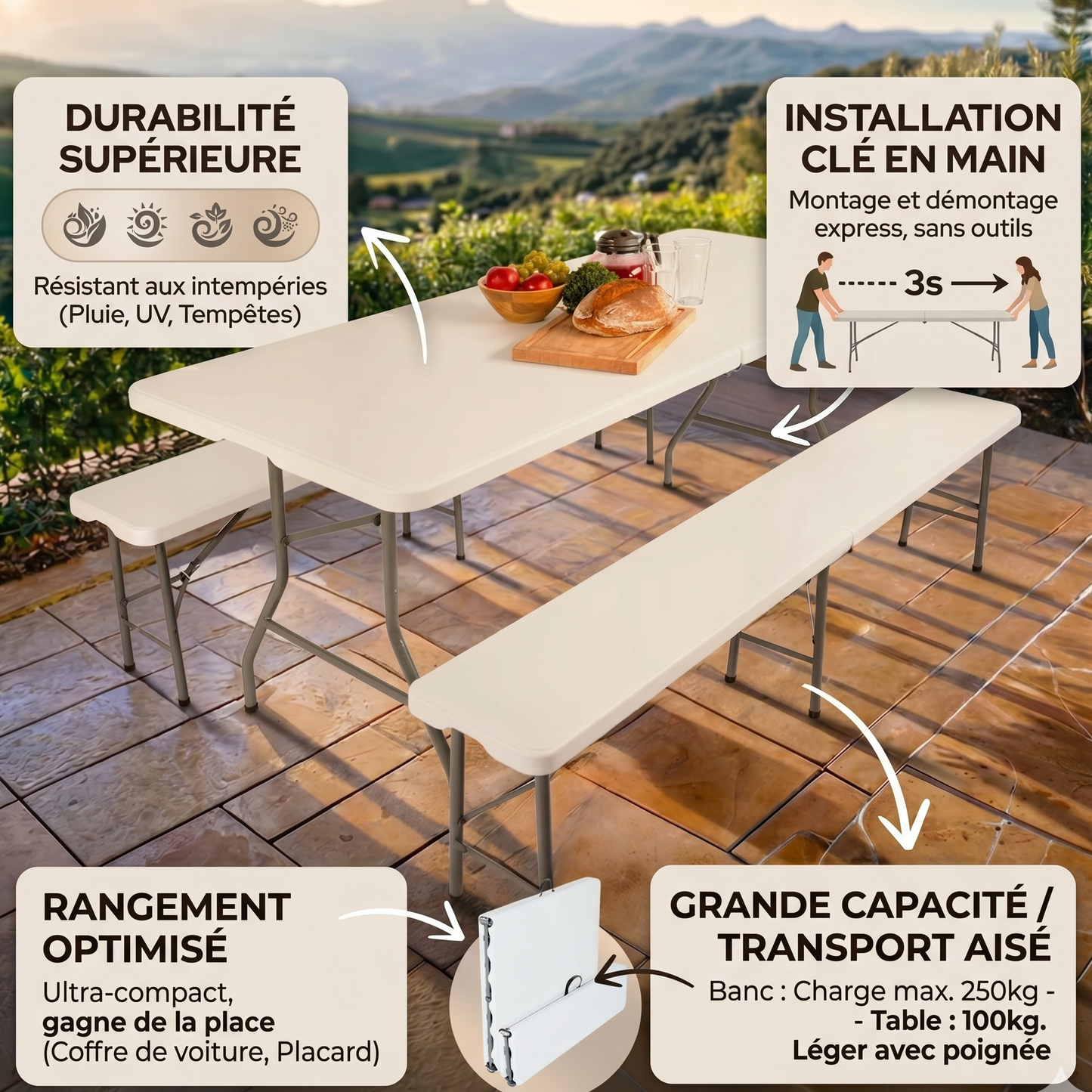 Table pliante multifonction
